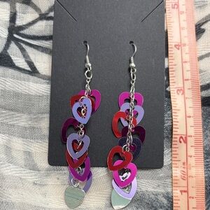 🖤Chic Heart Cascade Earrings in Red and Purple🖤